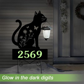 Address Signs for Houses,YY Gardenia Solar Lantern Garden Stake with Glow in the Dark House Numbers-Waterproof Outdoor Yard Sign with Solar Power-Elegant Garden Decor