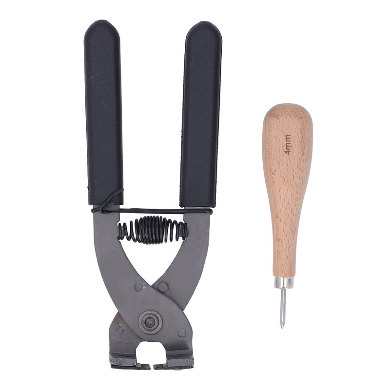 Leather Silent Pliers Diamond Awl Black Handle 4mm 4 Teeth
