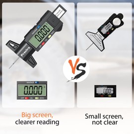 Preciva Tyre Tread Depth Gauge, 0-25.4mm/Inch Digital Tyre Tread Depth Checker UK, Tire Tread Depth Gauge, Tyre Depth Measuring Tool with Large LCD Screen for Cars, Trucks, Motos, Black