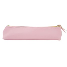 ALLY-MAGIC Leather Pencil Case Coloured Slim Pencil Case with Metallic Zipper Holder Organizer Storage for Student Office College Y4-JYBD (Pink)