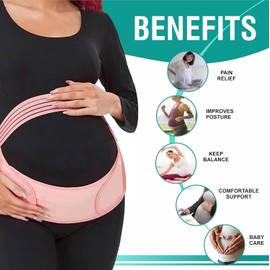ZiaWorld 4 in 1 Pregnancy Support Belt Maternity Belt Lightweight Abdominal Binder Pregnancy Belt Belly Bands for Pregnant Women - Relieve Back, Pelvic, Hip Pain (Pink, XXL)