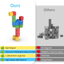 ASOK 57 PCS Magnetic Blocks Magnetic Building Blocks with Sticker for Kids 3+ Magnetic Cubes Preschool STEM Educational Sensory Toys for Kids Ages 3-5 Year Old Boys and Girls