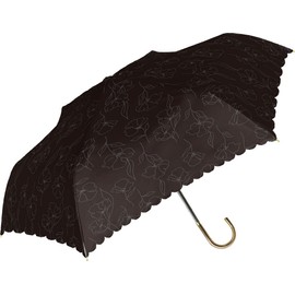 Nakatani Umbrella, Sun or Rain, UV Elena, Black, Flower [923-041], Hand-Open, Ribs, Fiberglass, 21.7 inches (55 cm)