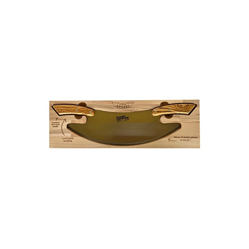 Roger Orfevre Pizza Cutter Stainless Steel Rocker Ulu Knife, Razor
