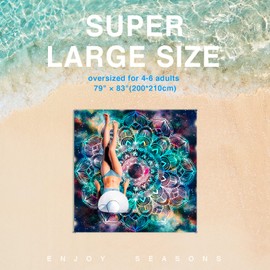 Beach Blanket, Waterproof Sandproof Beach Mat Oversized 79 X 83 Inch for 4-6 Adults, Lightweight Picnic Blanket, Portable Picnic Mat for Outdoor Travel Camping Hiking with 4 Stakes & 4 Corner Pocket