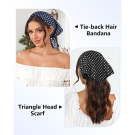 AWAYTR - Pañuelos para el cabello con lazo para la cabeza, pañuelo para mujeres y niñas, pañuelo para el cabello bohemio con lazo en la espalda, pañuelo para la cabeza, Lunares, rojo, negro, azul