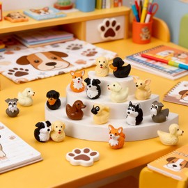 50 Pcs Mini Resin Dog Duck Golden Retriever Duck Figurine Small Random Animal Statue Cute Funny Tiny Animal Figures