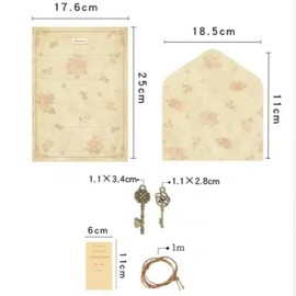 36 Piece Envelopes Set, Letter Paper and Envelopes, 6 Designs, Antique Lined Stationery Set for Letter Writing, Double-Sided Old Paper for DIY Wedding, Birthday Party, Anniversaries