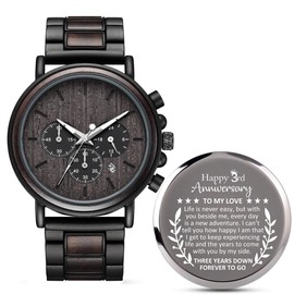 Igiftu 3 Years Anniversary for Men Gifts,3rd Third Wedding Anniversary Keepsake for Husband or Boyfriend,Leather Anniversary Marriage Presents for Him