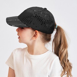 BAOKELAN Sequin Baseball Hat for Women Girls Hip Hop Sun Hats Black