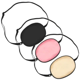 Skylety 3 Pieces Silk Eye Patch Medical Eye Patch for Adult Women Elastic Lazy Adjustable Single Eyepatch with Elastic Strap(Black, Champagne, Peach)