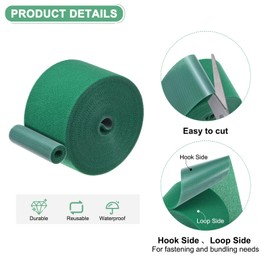M METERXITY 1-Roll Garden Plant Tape, 16 ft x 2 in Garden Hook and Loop Plant Ties Multi-Purpose Use Adjustable and Reusable Twist Wire Tape for Plants/Flowers/Vines [Green]
