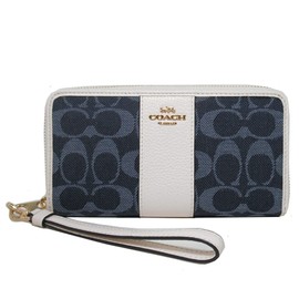 Coach C4453 IMDEI Women's Long Wallet, Denim, Signature Round Zipper, Outlet, Denim