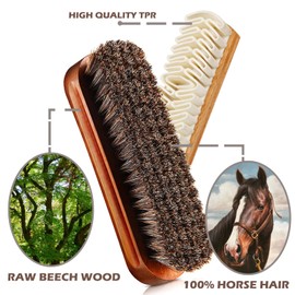 Oneasmot Horsehair Brush & Suede Shoe Brush,Soft Bristles Shoe Cleaning Brush for Polishing Leather, Portable Horse Hair Shine Brush for Boots Handbags Coats Sofa Furniture(2 PCS)
