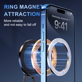 DEERLAMN Vacuum Magnetic Phone Holder for Magsafe, [Vacuum + Reusable Nano Adhesive] Double Stability Suction Cup Car Phone Mount, Foldable Multi-scenarios Cellphone Holders for Car/Desktop-Black