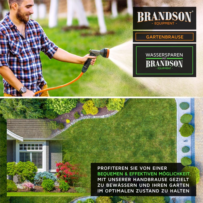 Brandson - Gartenbrause Metall − Handbrause Garten - 7 Sprühbilder