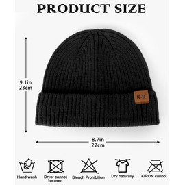 KQueenStar Fisherman Beanie Mens - Winter Knit Beanie Hats Trawler Beanie Tuque Bonnet Cuff Skull Caps for Men
