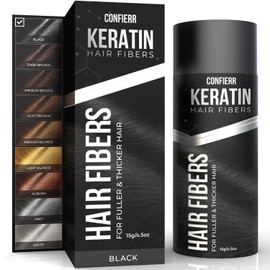 CONFIERR Keratin Hair Fibers for Men & Women - Fill In Fine or Thinning Hair, Instantly Thicker, Fuller Looking Hair (Black, 15g)