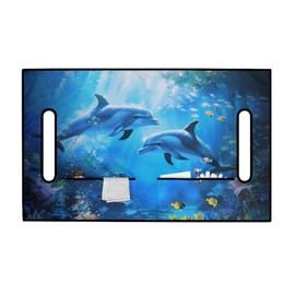 Suobstales Dolphin Fish Pattern Golf Cart Seat Covers Washable Golf Cart Towel Blanket with 4 Storage Pockets for Golf Cart Club Car, Easy to Install Golf Cart Cushion Cover Keeps Seat Cool