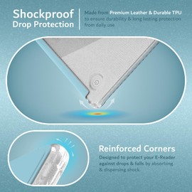 TUDIA SKN FLIP Designed for Kobo Libra Colour Case (2024) - [Auto Wake/Sleep Technology] Shockproof Slim Transparent TPU Back with Trifold Leather eReader Cover - Glitter Sky Blue