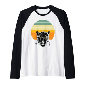 Panther Animal Inspired Vintage Retro Color Sunset Gift Idea Raglan Baseball Tee