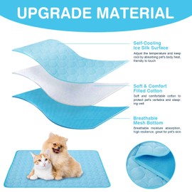 Pet Cooling Bed Mats Dog Cooling Mat Washable Comfort Breathable for Dogs and Cats Indoor Outdoor, Keep Cool Ice Silk Sleeping Mat for Summer Hot Weather (Blue, 27.55 * 39.37Inch)