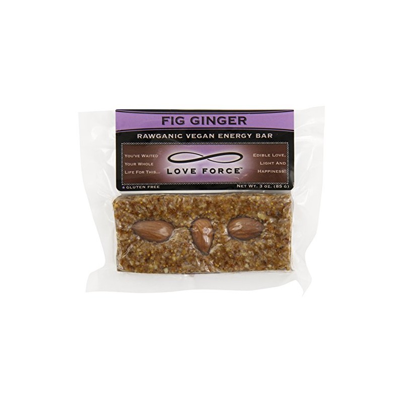 Love Force Rawganic Vegan Energy Bar, Fig Ginger, 3 Ounce