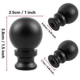 Asjeumt 2 Pieces Lamp Finials, Black Finial for Lamps, Lamp Shade Nut Screw Cap, Metal Knob Topper Finial, for Decorative Replacement DIY Table or Floor Light Lampshade Holder Harp Adapter