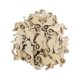 100pcs Mini Seahorse Wood Cutouts DIY Crafts Sea Horse Unfinished Wooden Tags Ornaments for Wedding Birthday Summer Ocean Sea Theme Party Decoration