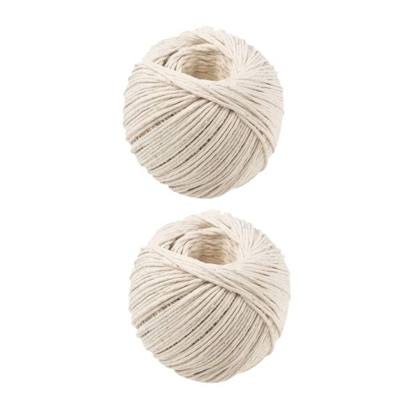 Cotton String Balls (2 Pack), Approx 2X60M (196.85ft) 100% Cotton Without Added Plastics for Wrapping, Arts and Crafts, Meat Tying, Baking, Garden, Handicrafts, Butcher Twine DIY Approx Off-White