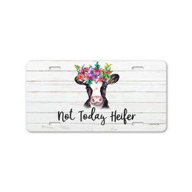 Honey Dew Gifts, Not Today Heifer, 12 inch by 6 inch, Decorative Funny License Plate, Vanity Plates for Cars, Western Home Decor, Cowgirl Car Accessories, Cow Decorations, HDG-1504