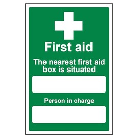 V Safety Box Situated/Person In Charge Sign - 200mm x 300mm - 1mm Rigid Plastic