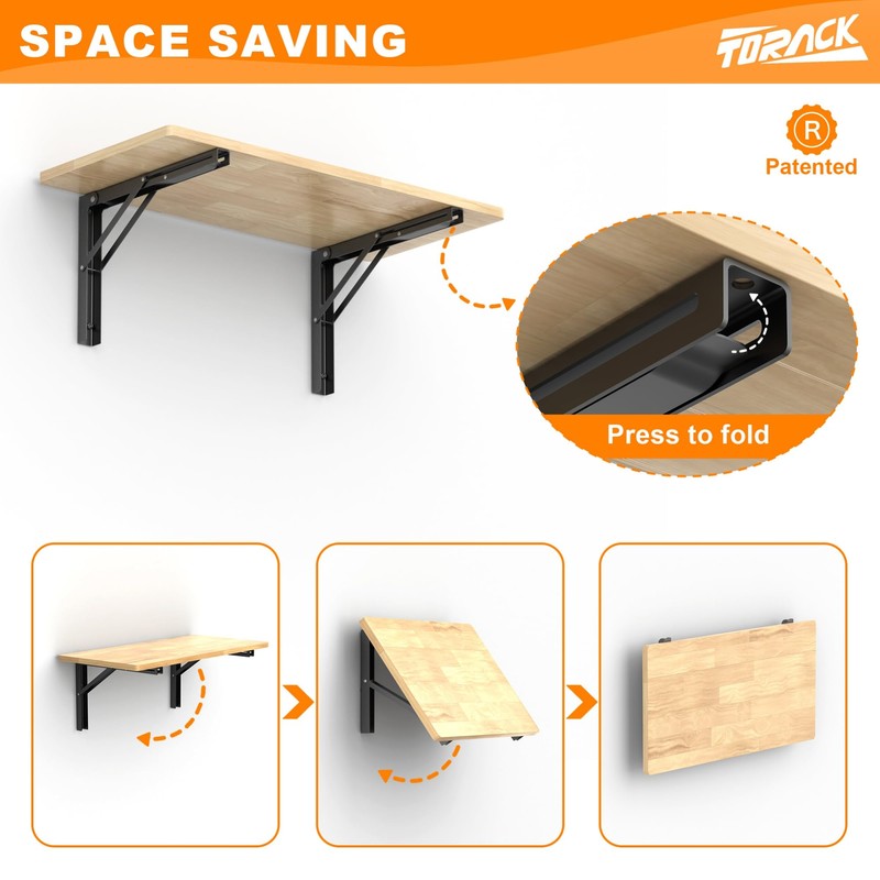 Heavy Duty Wall Mounted Folding Workbench, Collapsible Wall Table