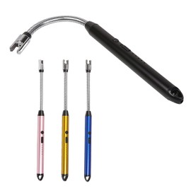 Custom Extra Long Electric Lighter, USB Rechargeable Candle Lighter, Reusable Electric Lighter with Charger for Indoor and Outdoor, Camping Essential for Men and Women, Engravable Designs (Black)