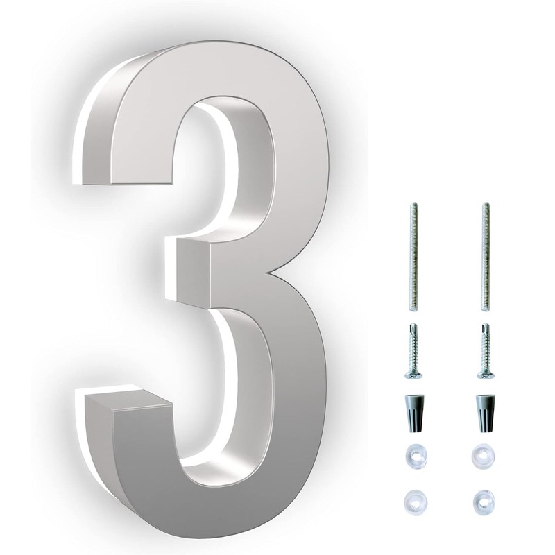 7 Inch LED House Numbers, ABS-Polymer, Premium Quality, Backlit LED