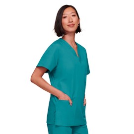 Cherokee Men - Man Scrub Top Originals - Medical Clothing - With 3 Pockets - V-Neck - WWE4876 - Teal Blue - XXS