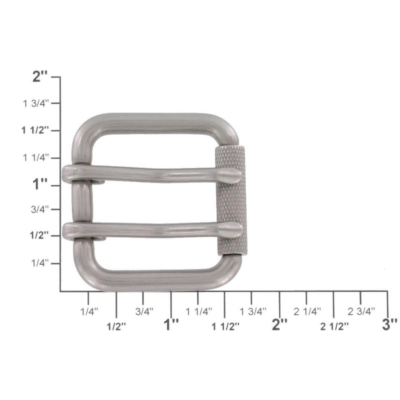 Buckleguy.com B7357 Nickel Matte, Double Prong Roller Buckle, w/Textured Roller,