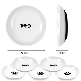 Cat Bowls,Whisker Fatigue Cat Bowl with Anti-Slip Silicone Base Cat Feeding Bowls & Shallow Cat Plates for Wet and Dry Food,Ceramic Cat Dish for Cats,Kittens and Small Dogs(6 Pack)