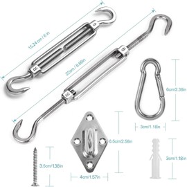 HOMPER Awning Mounting Kit, Awning Accessories Mounting for Square Triangular Sun Sails Rustproof Stainless Steel