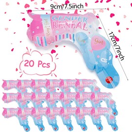 Joycabin Pack of 20 Gender Reveal Confetti Cannon, Confetti Gun Set, 100% Biodegradable Confetti for Gender Proclaiming, Baby Boy Girl Gender Reveal Party Supplies (Pink)