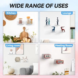 Hmdivor 4 Pack 4'' Small Acrylic Shelves for Wall, Clear Acrylic Floating Wall Shelves Decor Invisible Mounted Display Ledge for Living Room, Bathroom, Bedroom, Kitchen