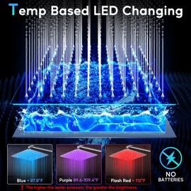 HUUKE LED Shower Head, 12’’ LED Shower Head with Color Changing Lights, High Pressure Rainfall Shower Head Combo, Chrome Stainless Steel & 11’’ Flexible Curved Arm, 60’’ Hose