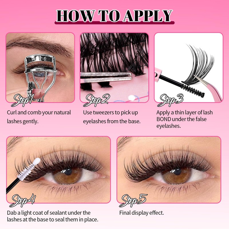 Lash Clusters Kit 240Pcs 30D 40D Individual Lash Extensions, DIY