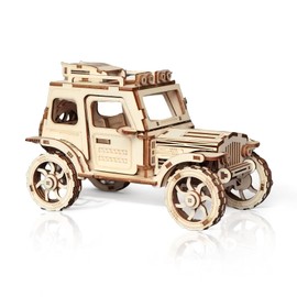 Cuteefun 3D Wooden Models Construction Kits Adults, Off-Road Vehicle, Wooden Mechanical 3D Puzzle, Wooden Construction Kit, Gift Ideas for Boys Girls Teenagers Men and Women