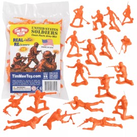 BMC Toys TimMee Processed Plastic Army Men 48pc Orange Tim Mee Toy Soldier Figures USA