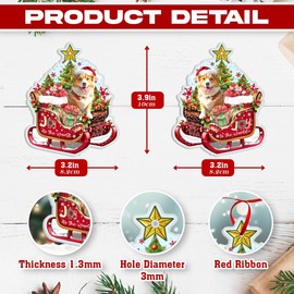 Corgi Christmas Ornament for Corgi Lovers - Christmas Decorations 2024 for Corgi Lovers, Dog Mom, Dog Dad, Pet Lovers - Corgi Dog Aluminum Ornaments (NOT 3D) for Christmas Tree