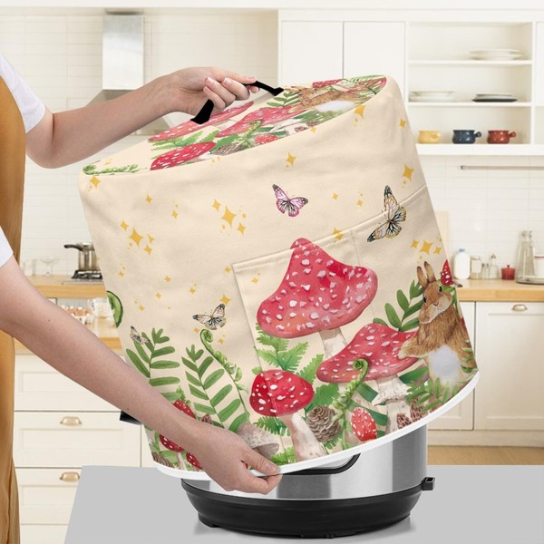 Xoenoiee Rabbit Mushroom Butterfly Pattern Pressure Cooker Cover for 8