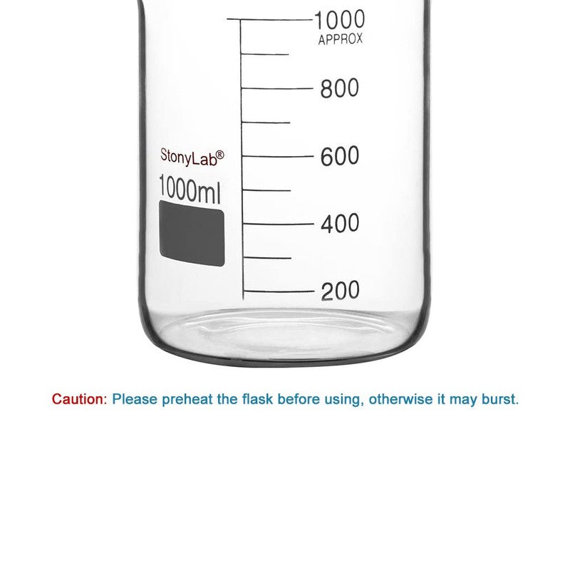 stonylab Glass Beaker, 1 Pack Borosilicate Glass Graduated Low Form