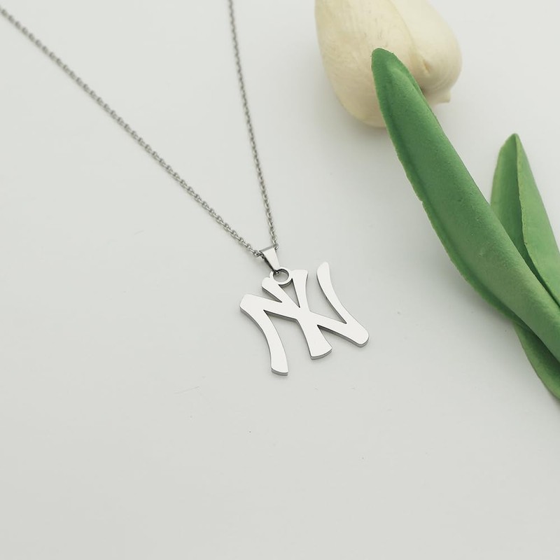 Asqunpin NY Necklace I Love New York Pendant Stainless Steel