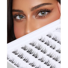 Natural Cluster Lashes Extensions Wispy Natural Look False Eyelashes Thin Band Volume Individual Lashes 3D Strips Eyelash Extensions DIY Lashes 7 Pairs Multipack